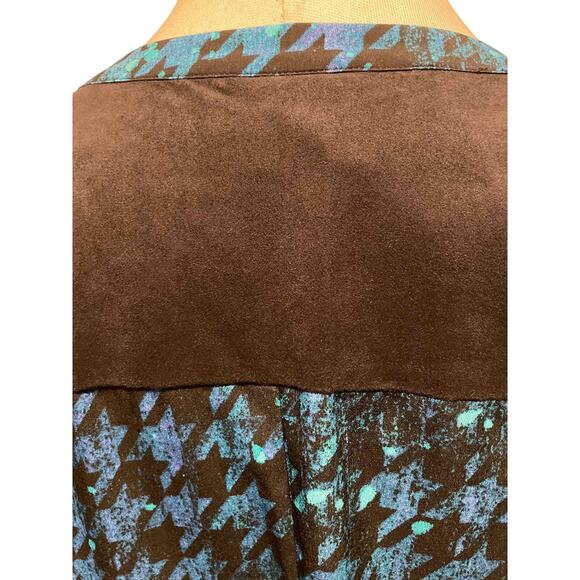 Catherines Size 4X Blue Print Casual Button Front Tunic Top - Picture 4 of 5